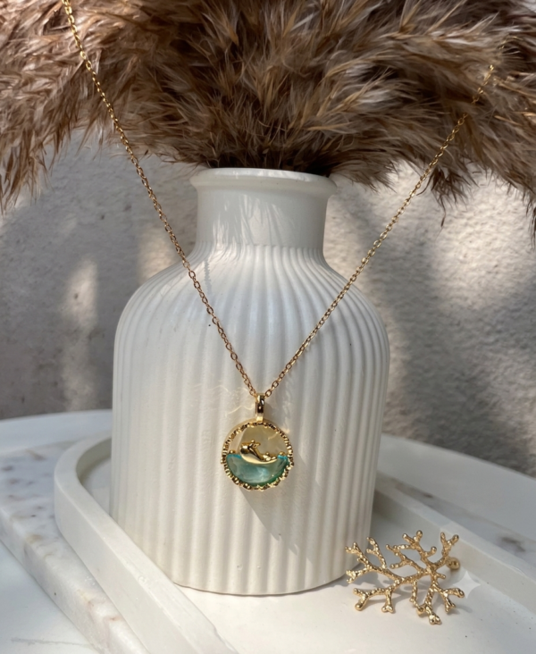 Blue Stone Dolphin Necklace