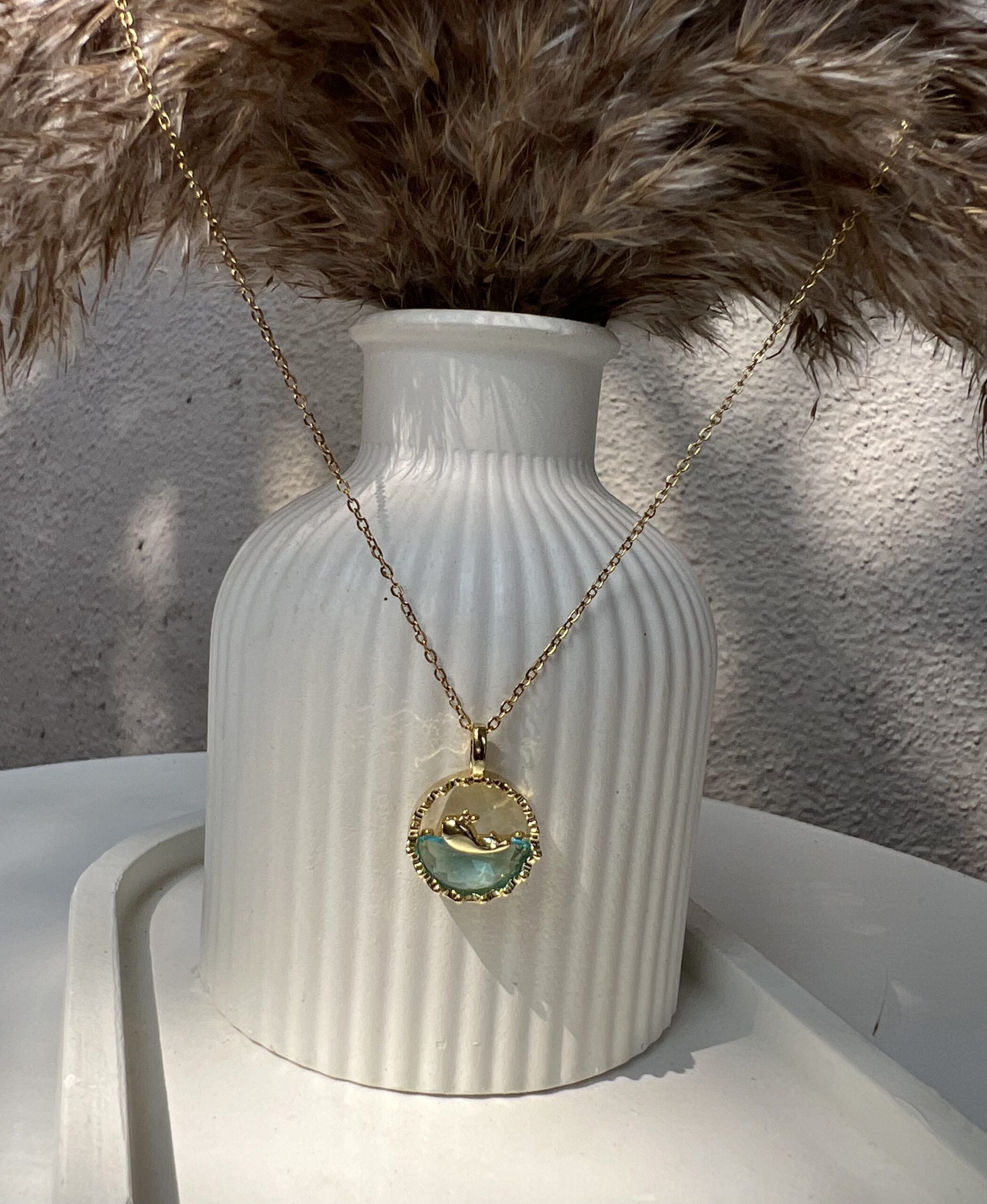 Bluestone Dolphin Necklace